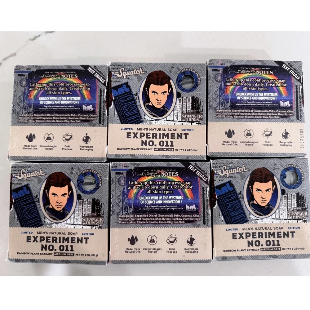 6 Pack Dr. Squatch Stranger Things Experiment No. 011 Bar Soap Limited Ed Eleven